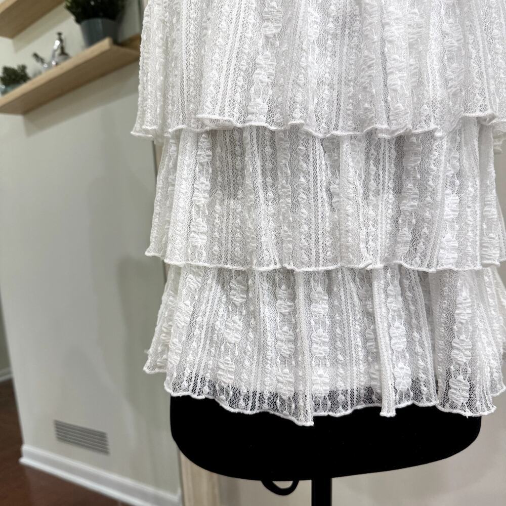 Lush Tiered Lace Cami Tank in Ivory White Women's Size Medium EUC - Picture 2 of 5